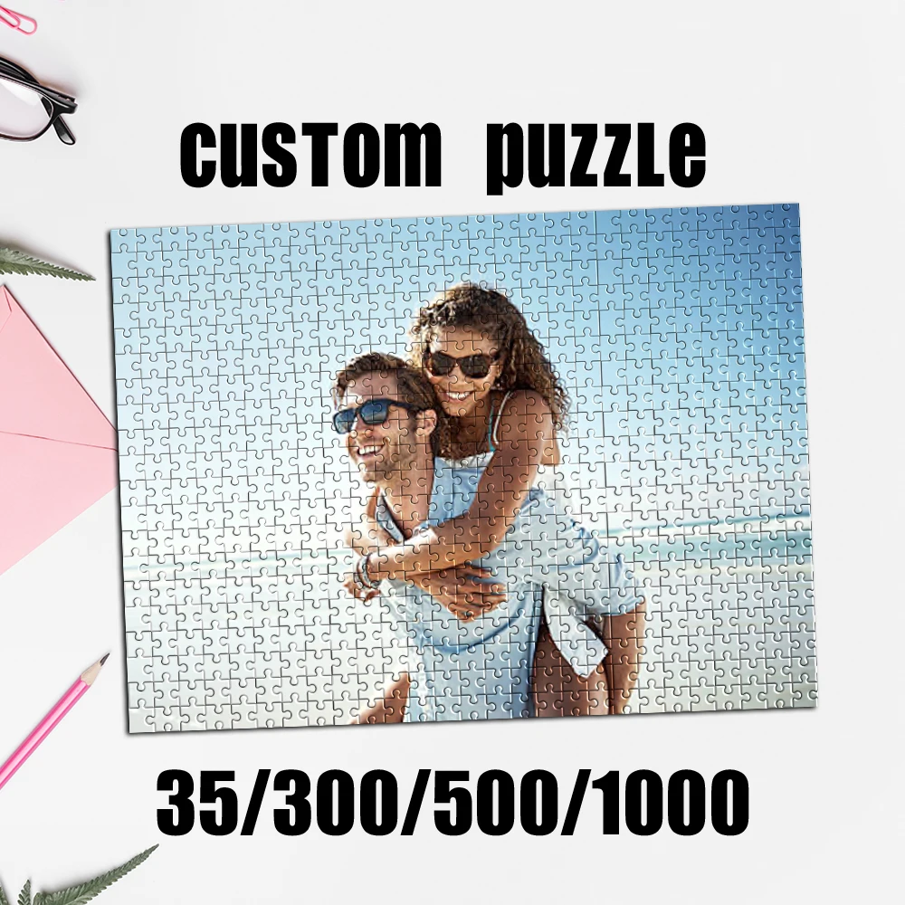Personalized Custom Photo Puzzle Customize Seaside Couple Playing Puzzle Assembling Picture