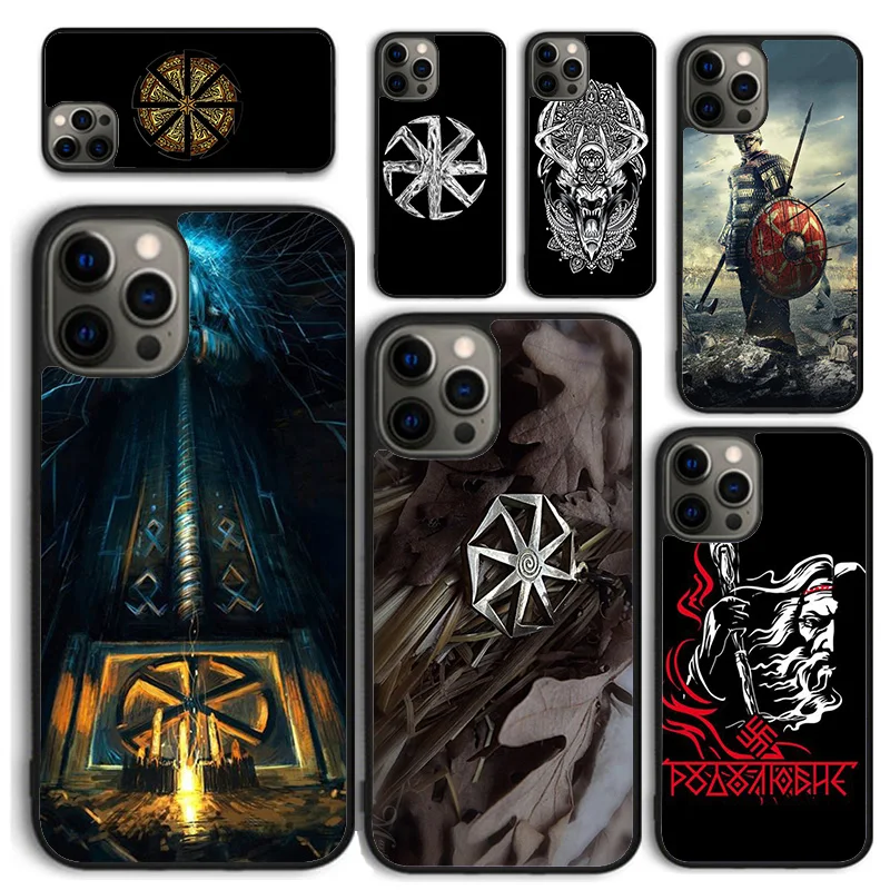 Kolovrat Slavic Symbol Phone Case for iPhone 16 15 14 12 13 mini PLUS X XS XR 11 PRO MAX Back Cover Fundas Shell