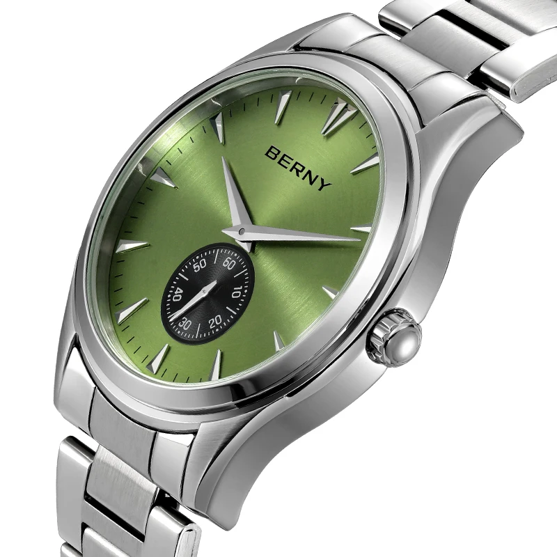BERNY Top Quartz Watch for Men Stainless Steel Fashion Quartz Watches for Men Casual Miyota 1L45 5ATM Waterproof Men's Watches