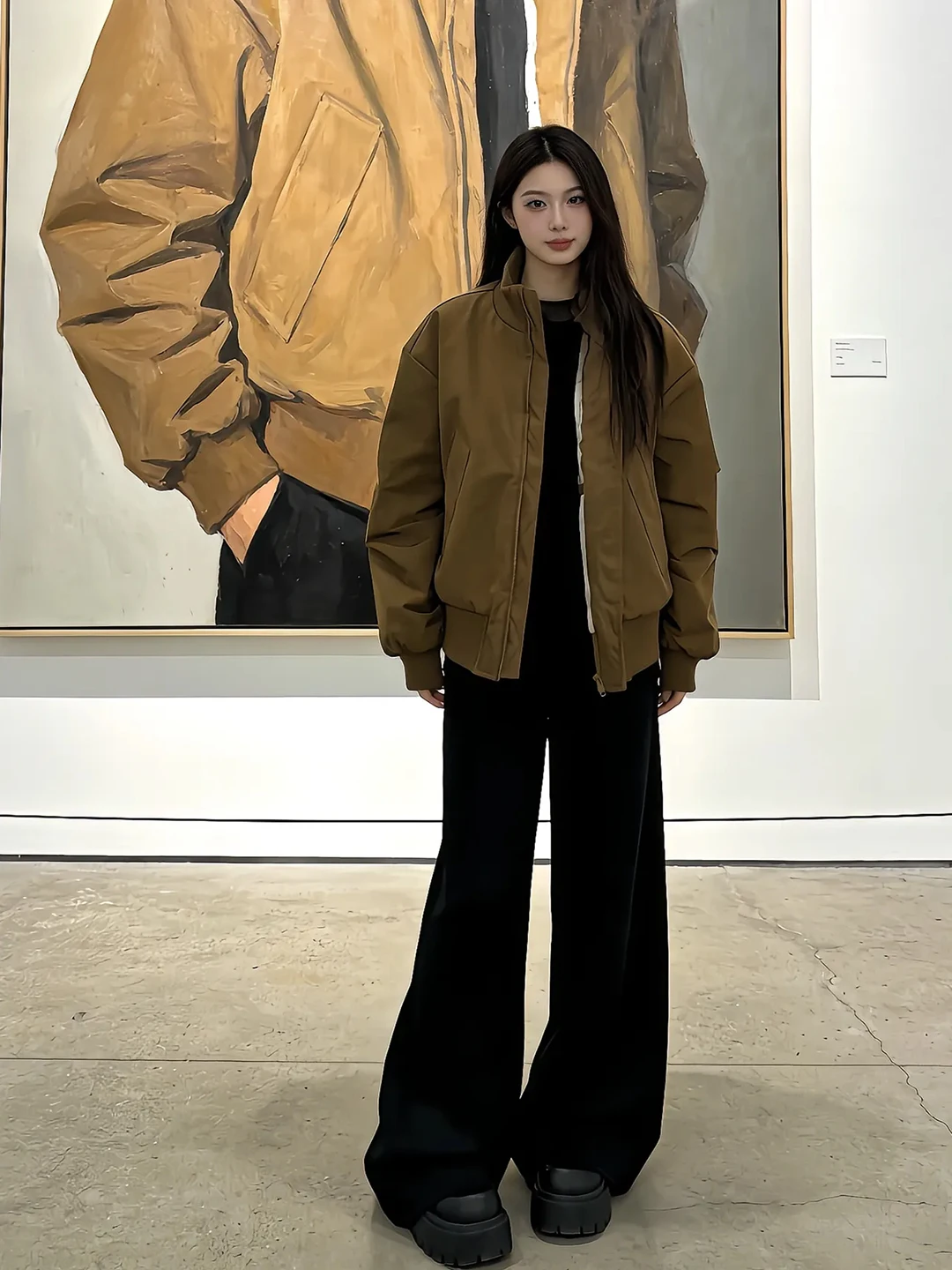 

American Sle Brown Stand Collar Flight Jaet Men Women Spring Autumn Cool ort Baseball Coat Couple Outfits Loose Fit