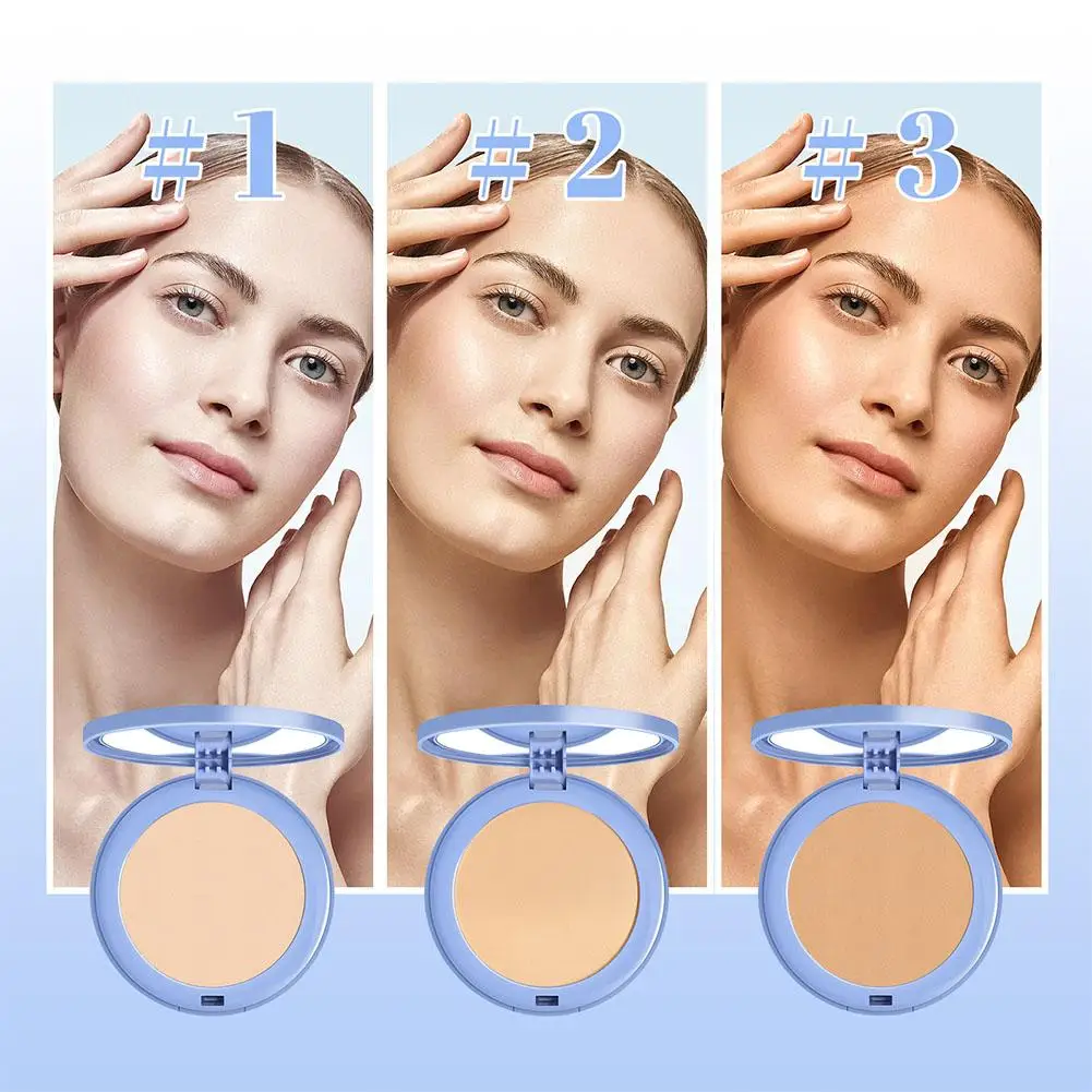 OUHOE Silk Soft Misty Powder Cake Oil Control Long-lasting Waterproof Concealer Brighten Natural Smooth Texture Face Makeup