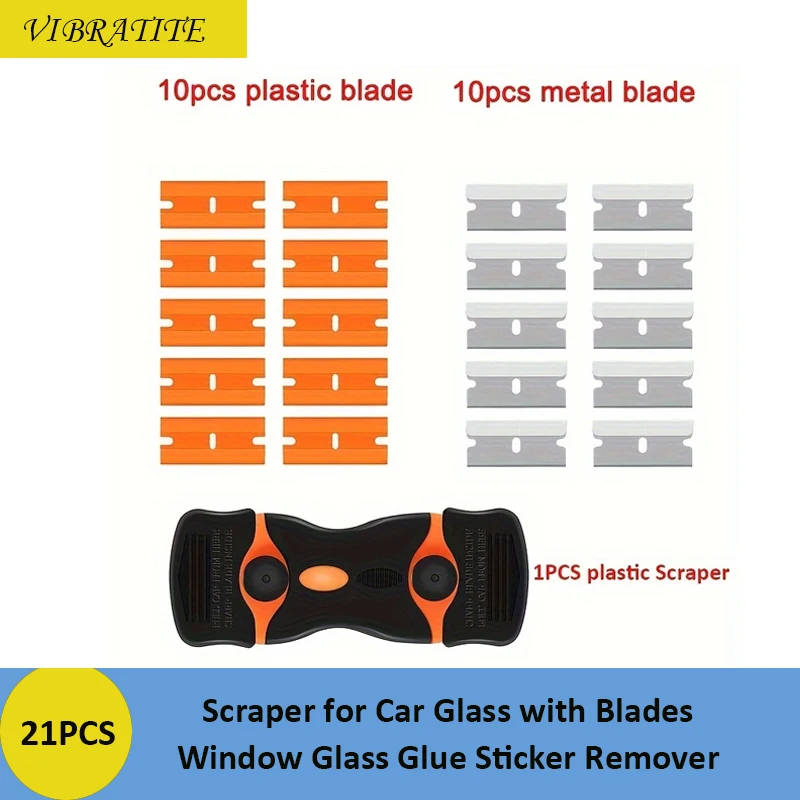 

21PCS Scraper for Car Glass with Blades Window Glass Glue Sticker Remover Razor Blade Scraper to Clean Ceramic Hob Squeegee Tool
