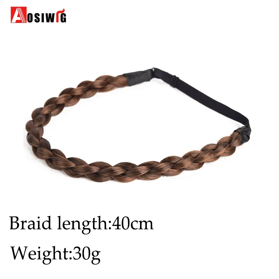 Synthetic Round Braids Headband Twist Elastic Hair Headband With Adjustable Belt Woman Black Gold Hair Style Braided Headband Ha