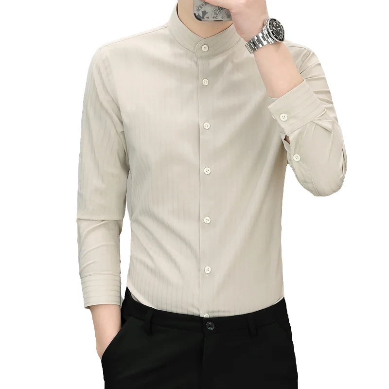 

Мужская модная рубашка с длинным рукавом, весна-лето, новинка, однотонная деловая рубашка, мягкая, дышащая, для офиса и поездок на работу