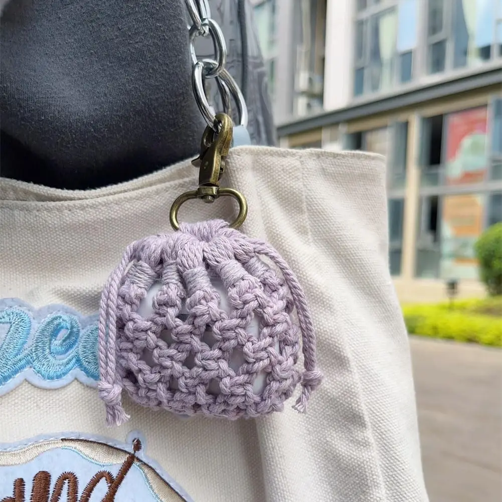 

Crochet Earbuds Storage Bag Handmade Knitted Protective Case with Keychain Case Cover for AirPods Pro,for Women Girls (Purple)