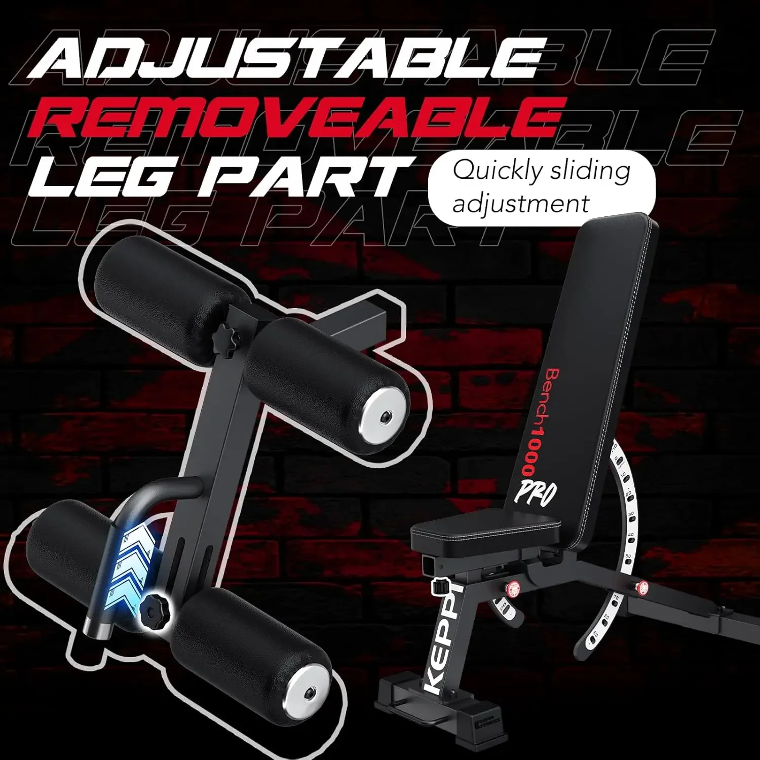 Panca pesi da 1200 libbre, panca per carichi pesanti1000 PRO Panca da allenamento regolabile Set di presse per allenamento di forza in palestra a casa, rimovibile