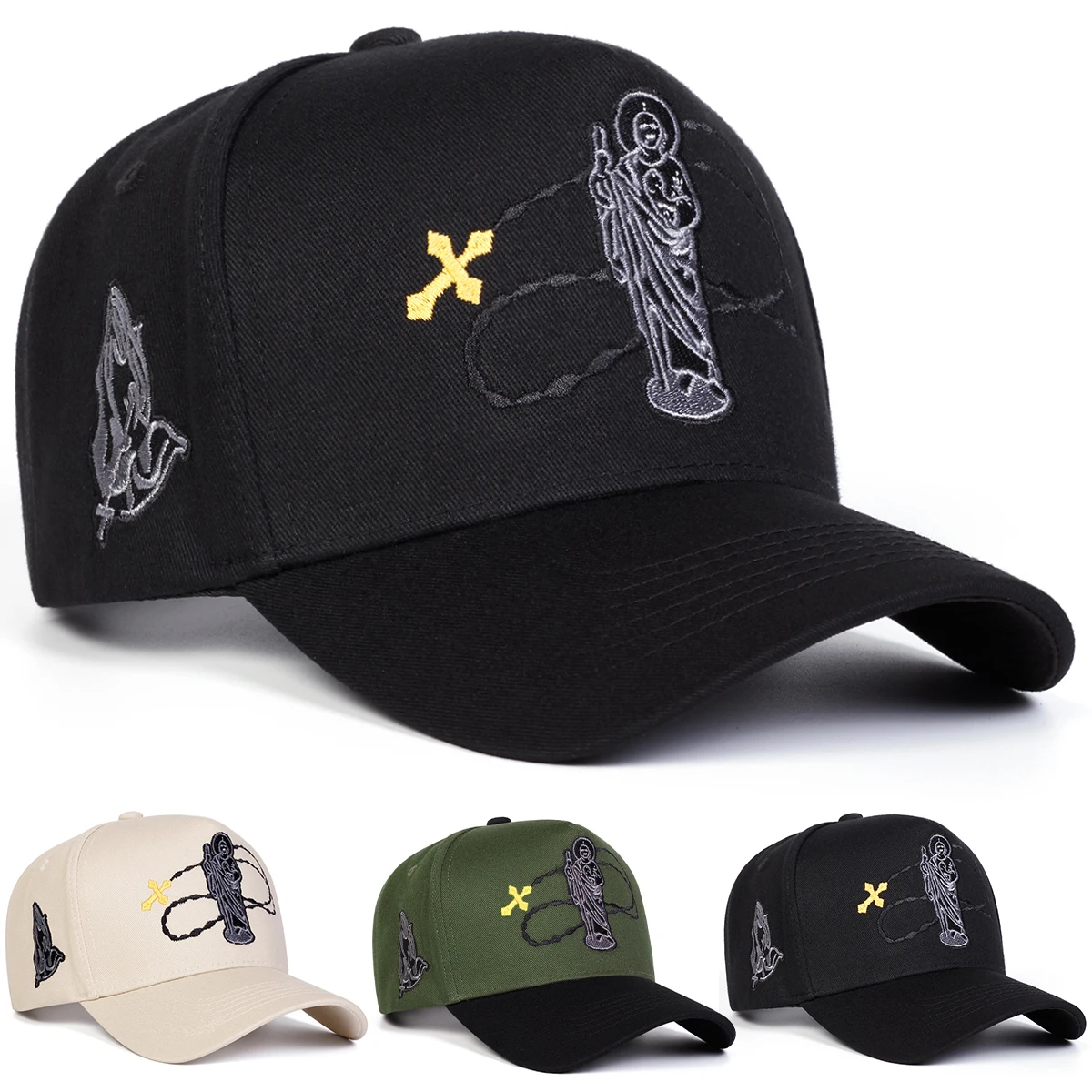 Unisex Cross Embroidery Baseball Caps Spring Autumn Outdoor Adjustable Casual Hats Sunscreen Hat Sports Cap