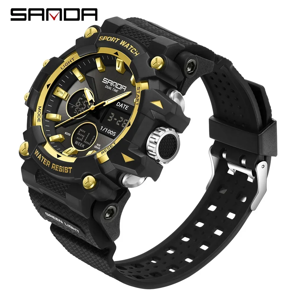 

SANDA Men's Sports Watch for Men Women Quartz Digital Dual Display Watches Shock Water Resistant Camping GYM Wristwatch 9M6225