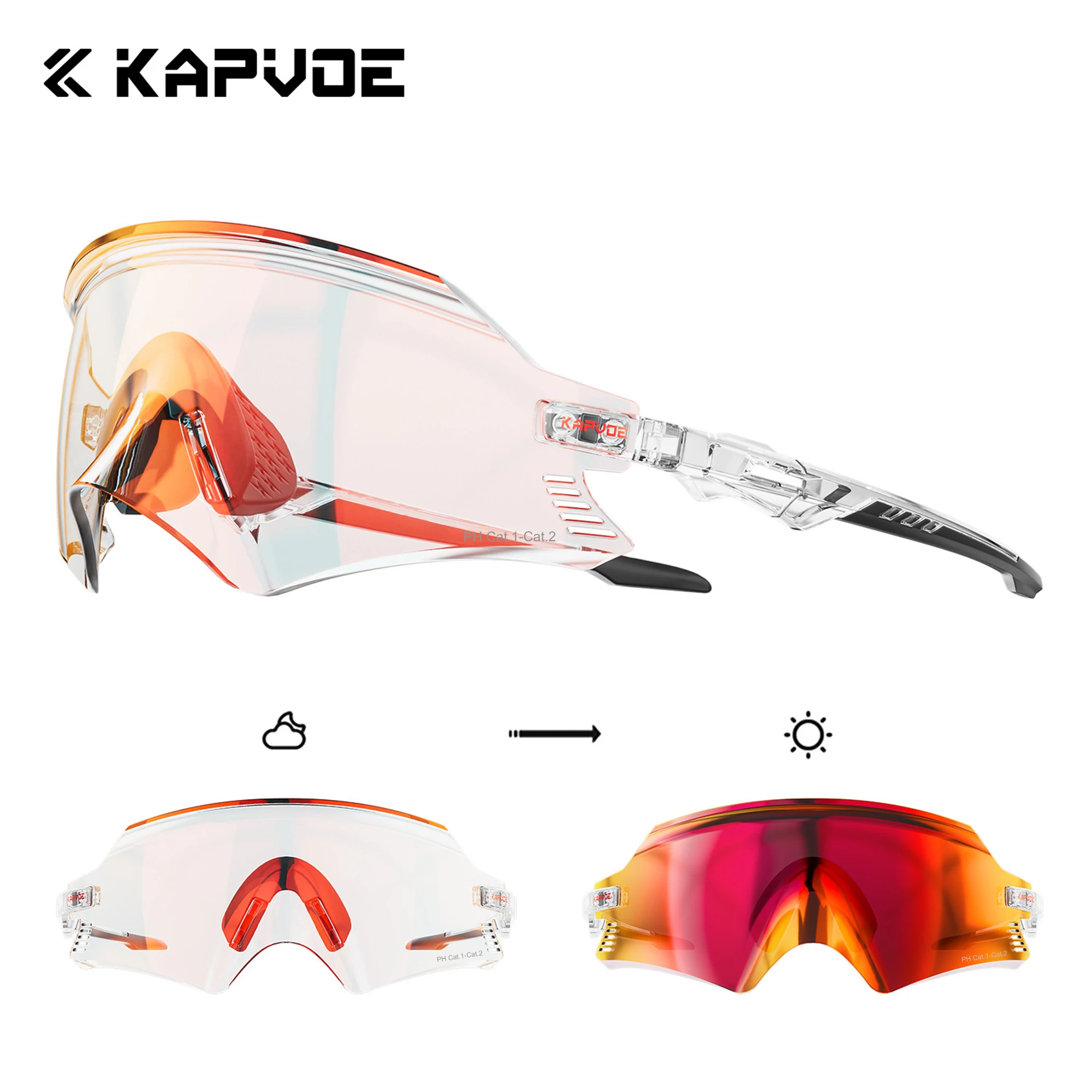Kapvoe 2026 Neue Herren-Radbrille UV400 MTB Fahrrad-Sonnenbrille Wander-Brillen Outdoor-Sportbrillen Lauf- und Baseball-Sonnenbrille