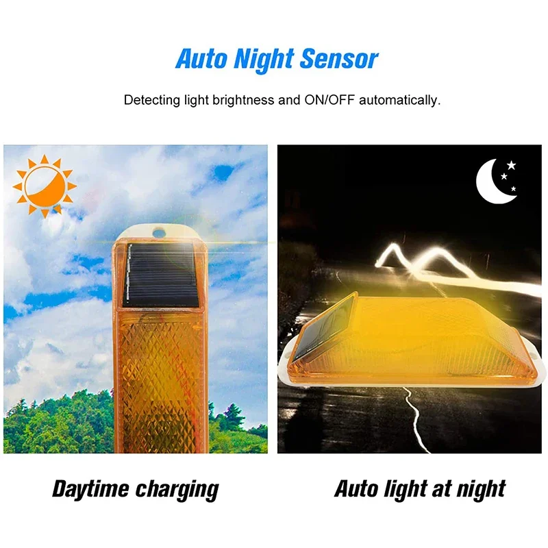 LED Solar Strobe Warning Lamp Rechargeable Solar Night Driving Traffic Safety Cautionled LED Light Chip Control Car Accessories