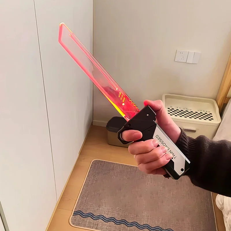 Sabre de luz de lâmina dupla extensível espada iluminada brinquedo do miúdo led piscando alívio do estresse brinquedos para meninos festa de aniversário adultos presentes