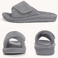 Kimdi Women's Orthopedic Slippers Winter Fur House Slippers Indoor Warm Open Toe Shoes with Arch Support Outdoor Antiskid Shoes - Image 5