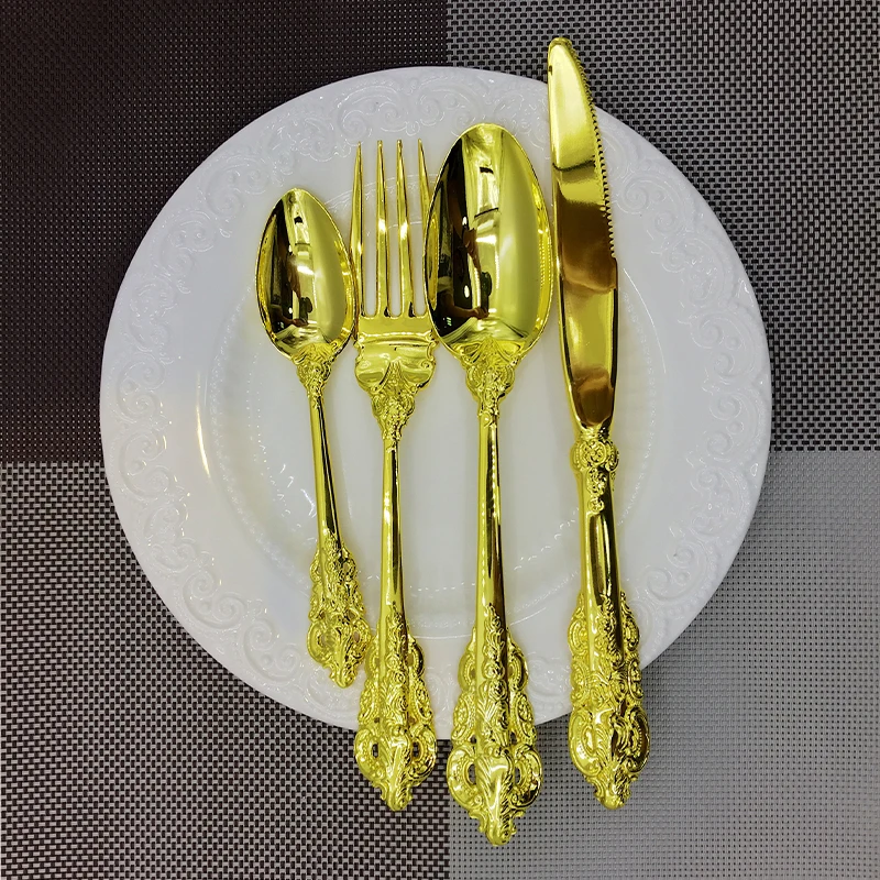 4-24pcs Luxury Silver Plated Dinnerware  Wedding Cutlery Xmas Gift Silverware Tableware Dinner Knife Fork Teaspoon Restaurant