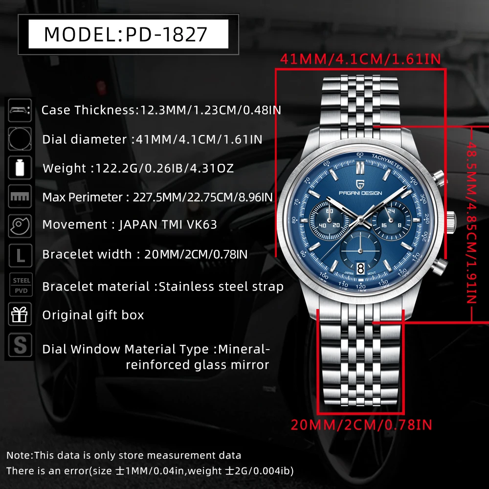 PAGANI DESIGN 2026 New Chronograph Quartz Watch For Men Stainless steel Multifunctional Speed Wrist watch Men Japan VK63 Movt view 6