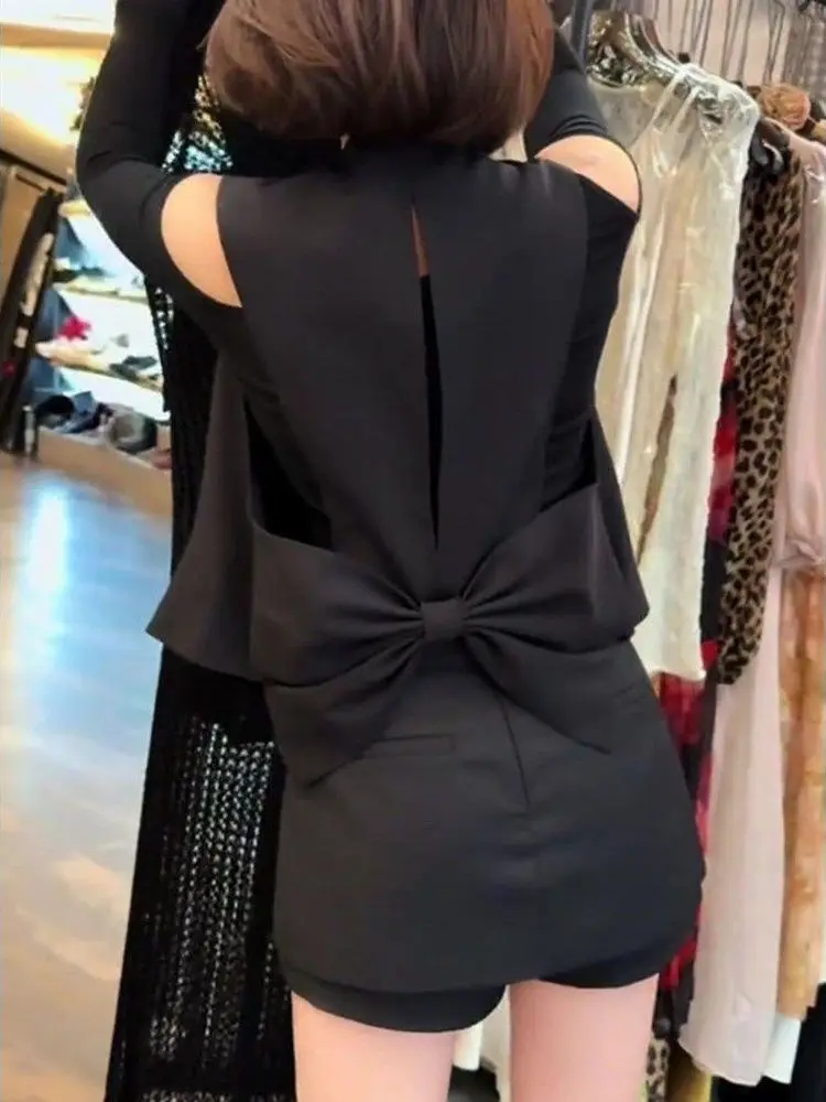 Women's Short Sleeveless Vest Top  Knot Back Summer 2025 Fashionable Versatile Tagkita Brand Thin V-neck Weak Warmth