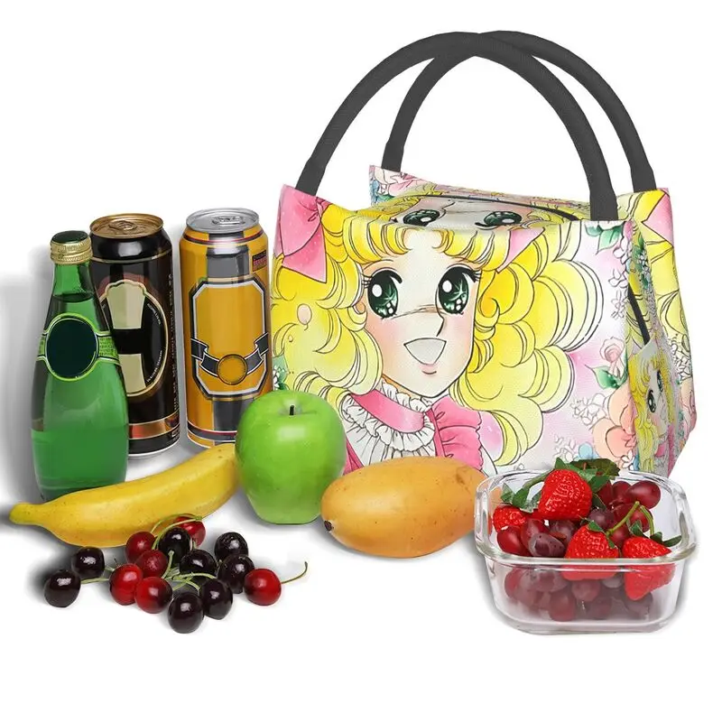 Candy Candy Thermal Insulated Lunch Bag Women Anime Manga Portable Lunch Tote for Office Outdoor Multifunction Meal Food Box