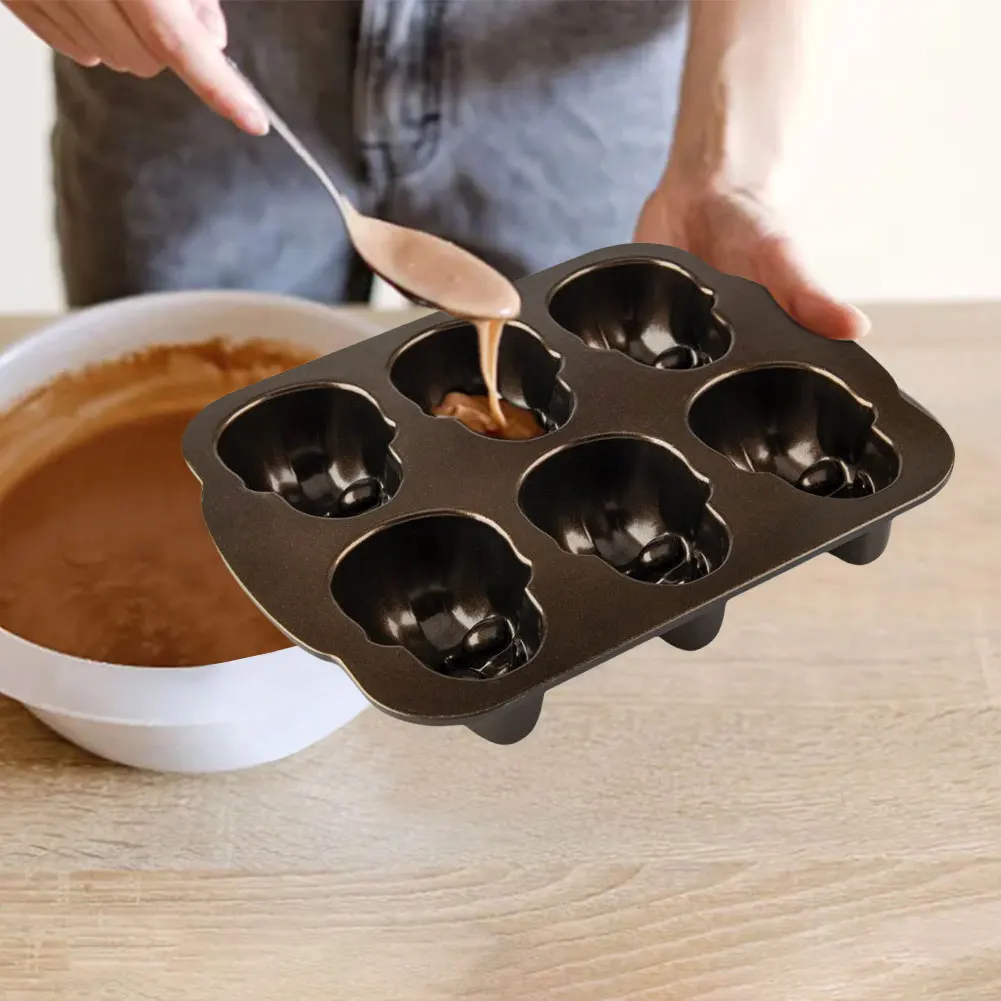 Moules à Gâteaux en Forme de Crâne d'Halloween, à 6 Cavités, Modules en Acier Inoxydable, pour Chocolat, Bonbons
