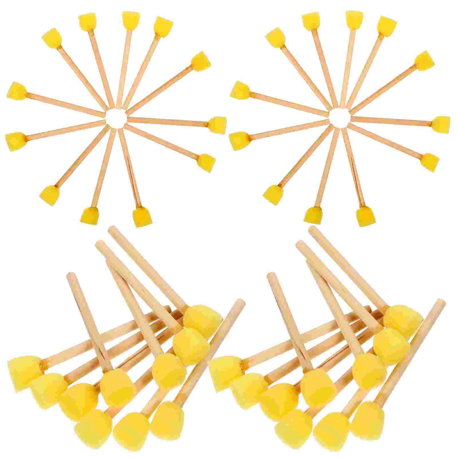 100 Pcs Sponge Brush with Wooden Handle Sponges Craft Paint for Kids Detailing Cloth