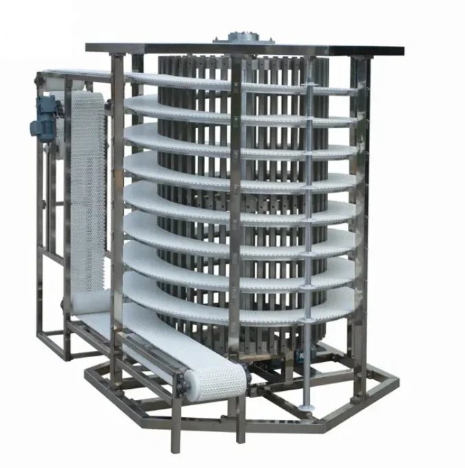 كفاءة متعددة الطبقات دوامة برج التبريد الخبز والكعكة الناقل خط شبكة حزام سلسلة مرنة الناقل