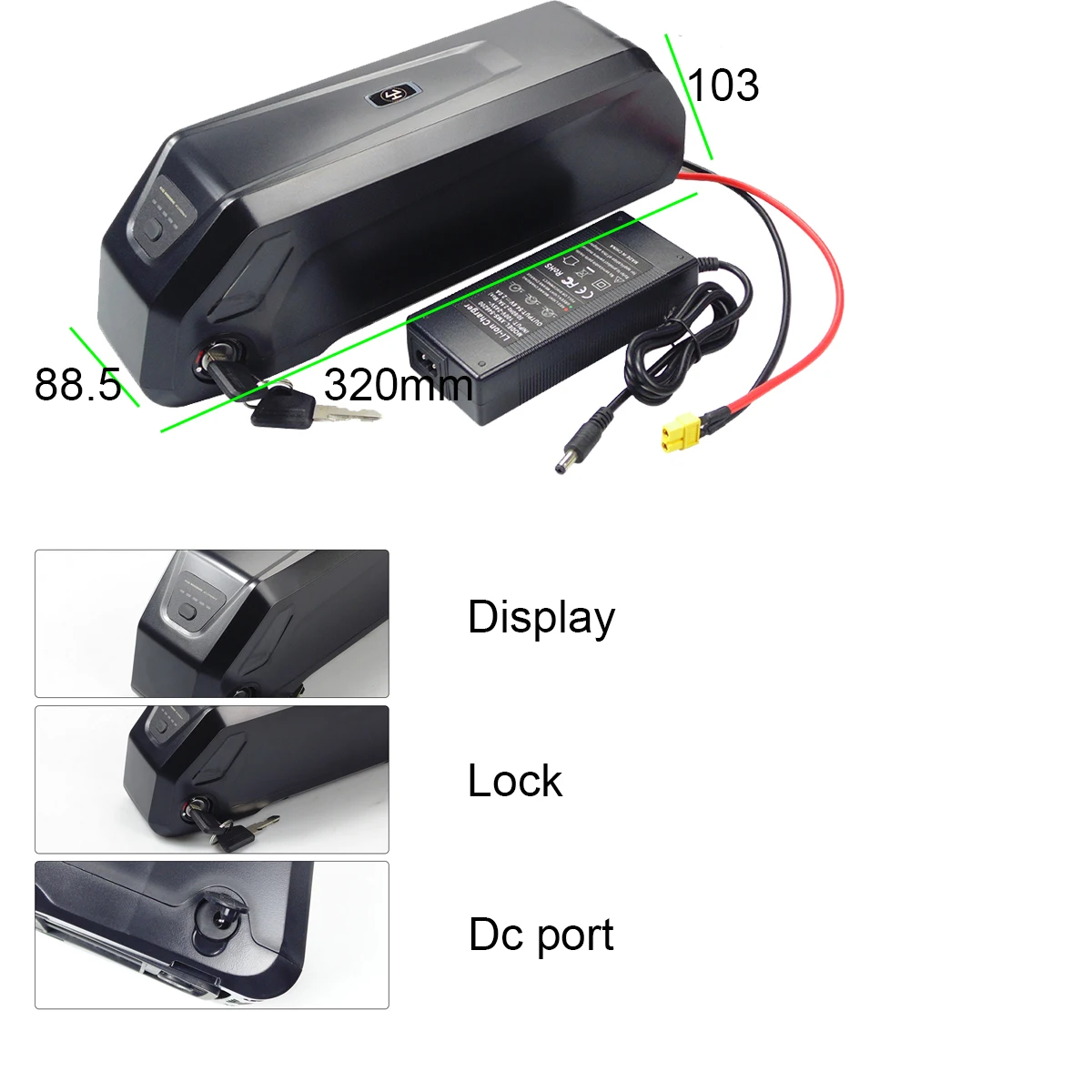 

Original 48V 10.4Ah 12.8Ah 14Ah Down tube Battery 250W 350W 500W 750W ELectric XP Auxiliary Spare Battery Trike E-cargo