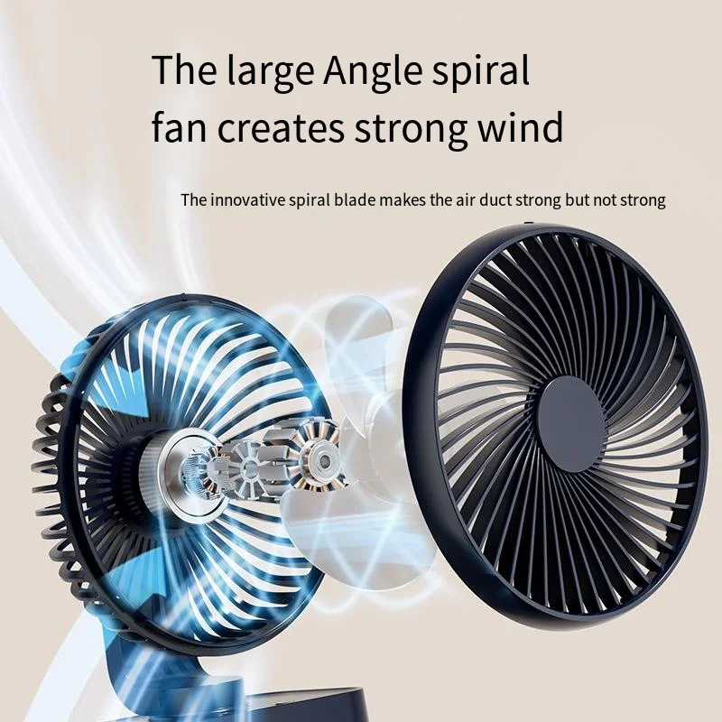 Portable Mini Fan Auto Rotation Desk Fan 4 Speed Wind Mute Adjustable Air Coolers Rechargeable for Office Home Desktop Office