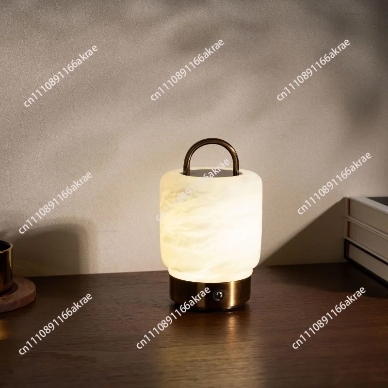 for  Marble Atmosphere Table Lamp Bedroom Bedside Light Bar Cafe Modern Minimalist Style Decorative Rechargeable