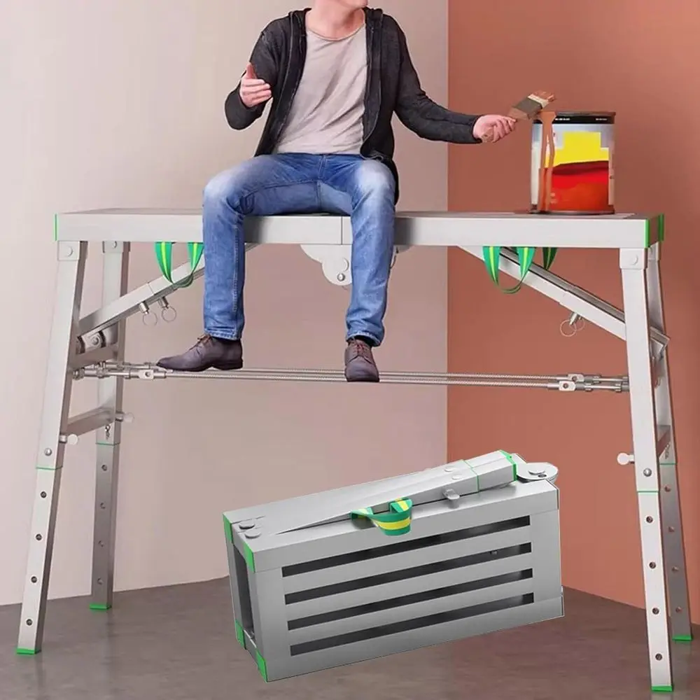 Aluminum Folding Step Ladder with 880 lbs Capacity, Non-Slip Platform for Cleaning and Painting, Adjustable Height from 37cm to