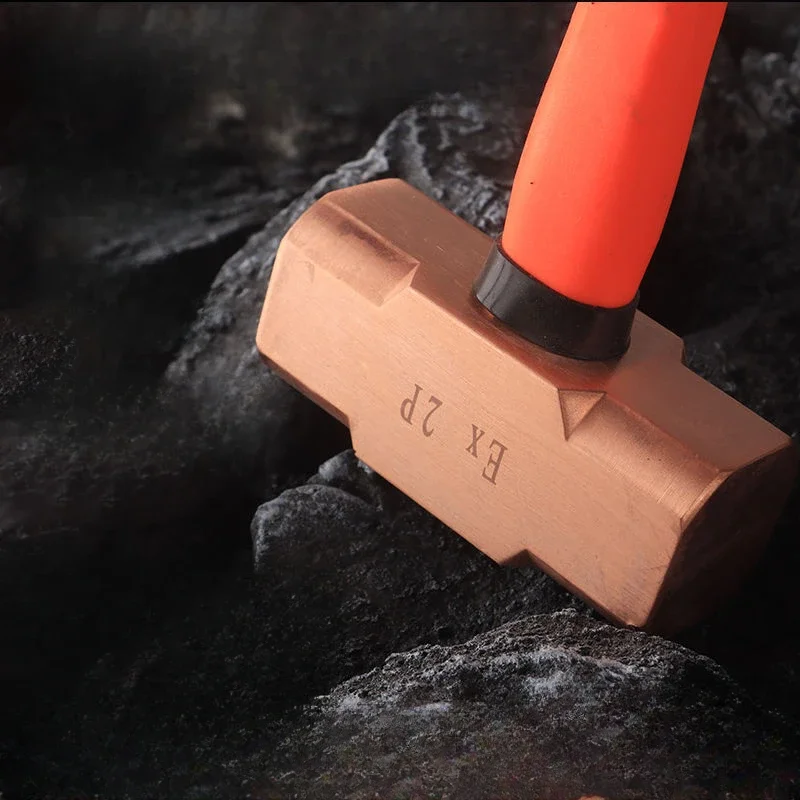 Explosion-Proof Octagonal Copper Hammer Solid Square Head Hammer Non-Magnetic Non-Sparking Weight-Type Soft Handle Hand Tool