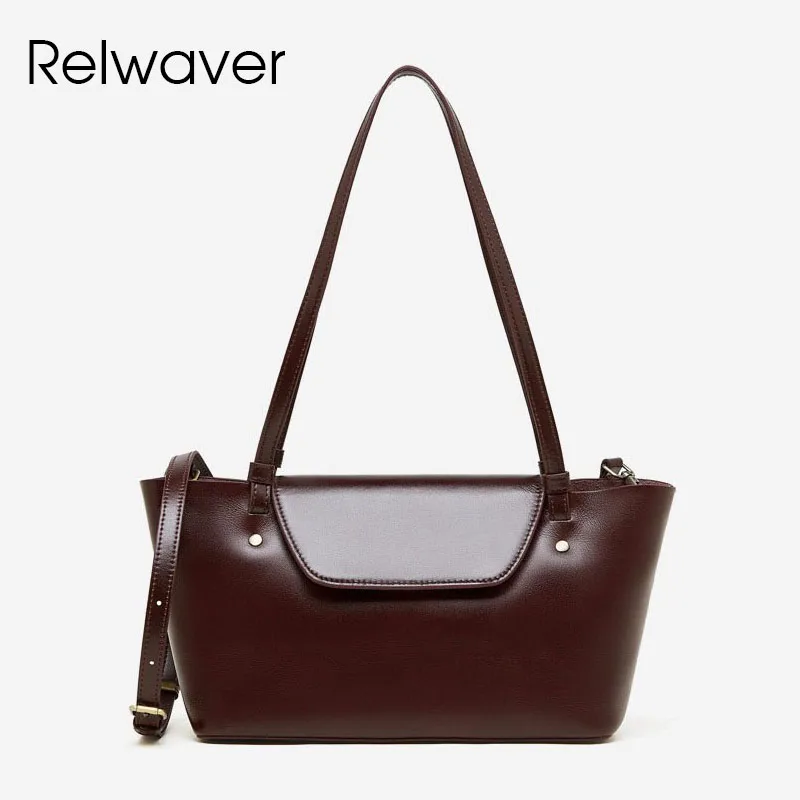 

Relwaver genuine leather trapeze bag fashion shoulder bag roomy wing crossbody bag commuting ladies handbag 2026 spring