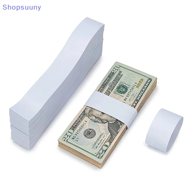 [SU]100pcs Money Bands Self-adhesive Tear Resistant Self Sealing Cash Straps Professional White Money Wrappers For Supermarkets