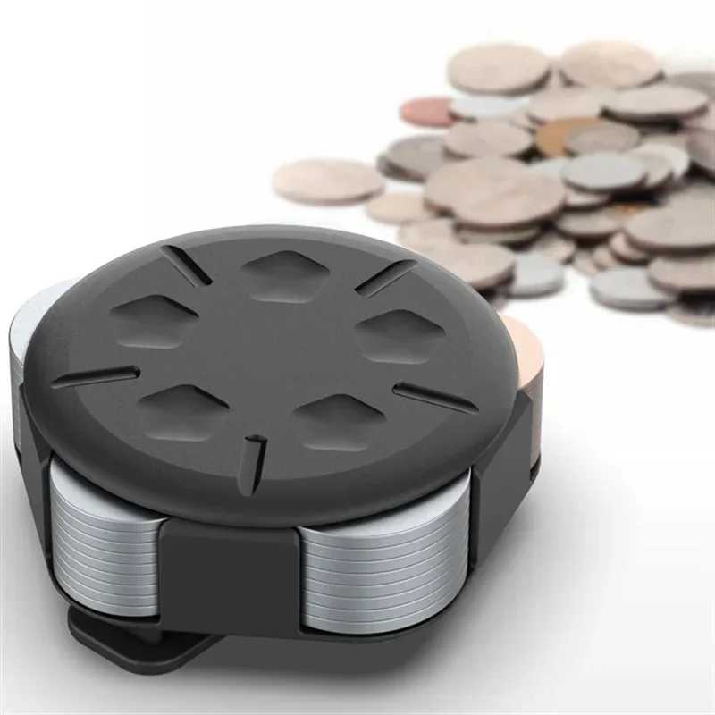 1Pc Portable Coin Storage Box Allocation Dollar Coin Organiser Plastic Belt Coin Case Compact Change Money Holder Outdoor Travel