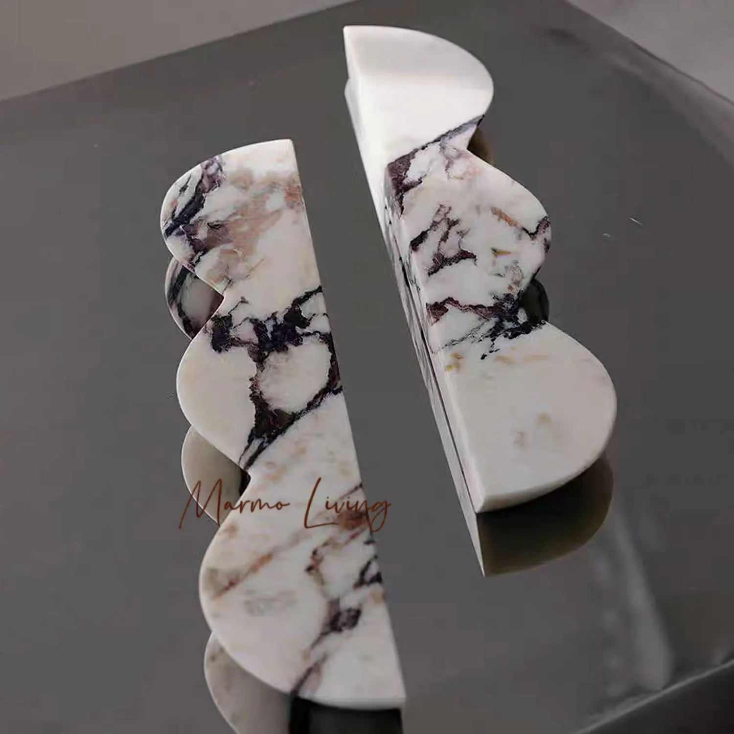 

Nordic Luxury Natural Marble Door Handle Retro Travertine Drawer Knob for Cabinet