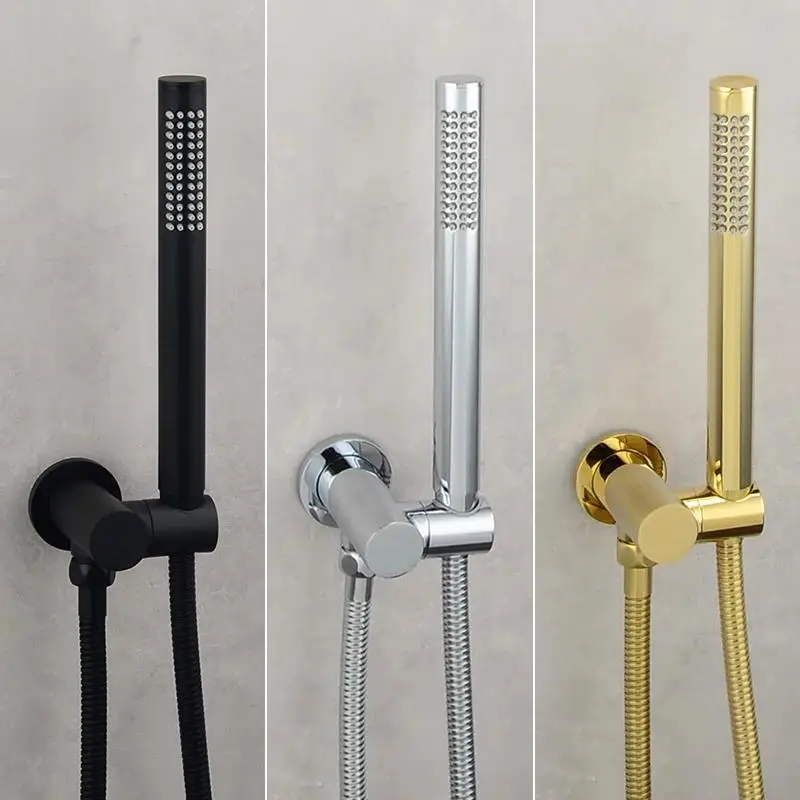 Solid Brass Handheld Shower Head High Pressure Bathroom Hand Shower Sprayer Matte Black Brushed Gold Chrome Replacement Wand