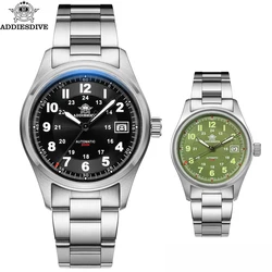 Reloj Automático ADDIESDIVE de lujo para hombre, cristal de zafiro NH35A, reloj de buceo analógico de acero, relojes luminosos impermeables de 200m para parejas