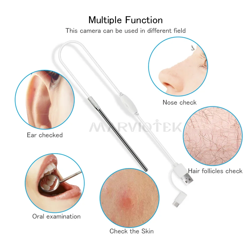 أداة تنظيف منظار الأذن البصرية عالية الدقة 3 في 1 مع كاميرا صغيرة متعددة الوظائف مقاس 5.5 مم لفحص منظار الأذن للكمبيوتر الشخصي الذي يعمل بنظام أندرويد #4