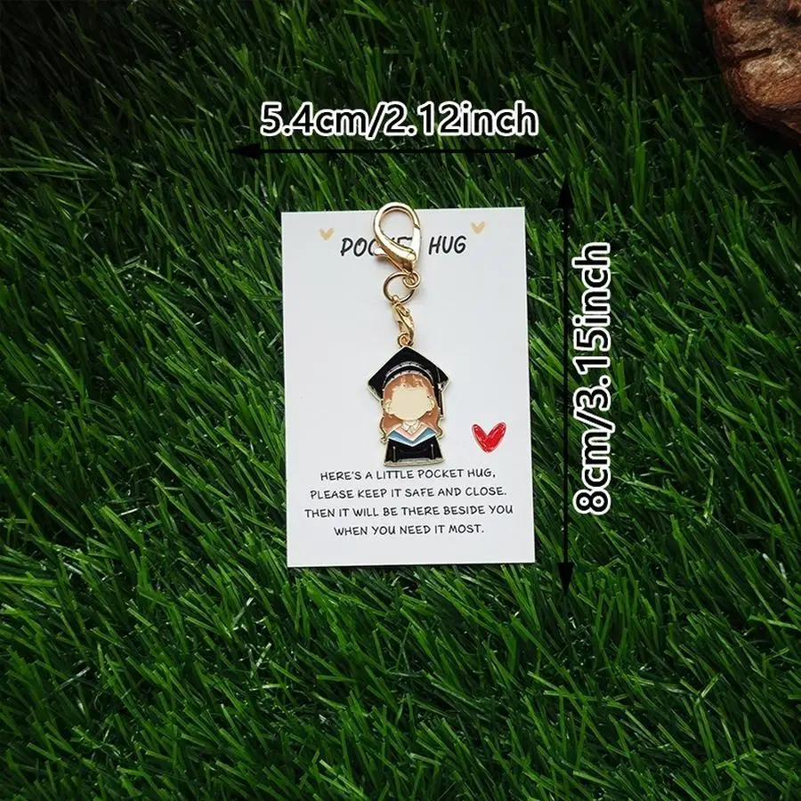 1/5/10/20/50/100pcs Adorable graduation-themed keychain featuring a graduation gown and cap, along with a pocket-sized hug. This