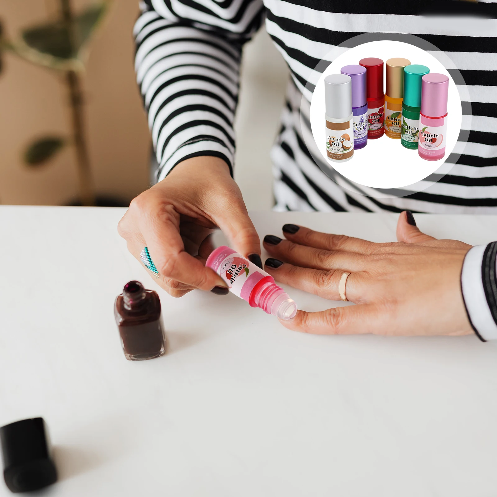 

6pcs Cuticle Rollerball Nourishing Nail Care Oil For Dry Cracked Cuticles Repair Fast Absorbing Strengthening Hydrating Formula