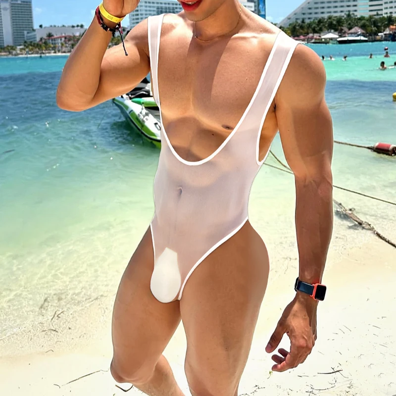 

ADANNU мужской быстросохнущий полупрозрачный комбинезон сексуальные стринги боди для занятий спортом