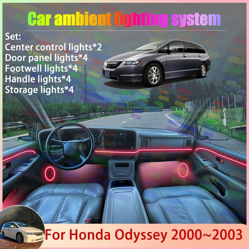 

For Honda Odyssey MK3 RB1 RB2 2004~2008 2005 2006 2/18 in 1 Car Atmosphere Light Lamp RGB Shade Ensemble Streamer Atmosphere Set