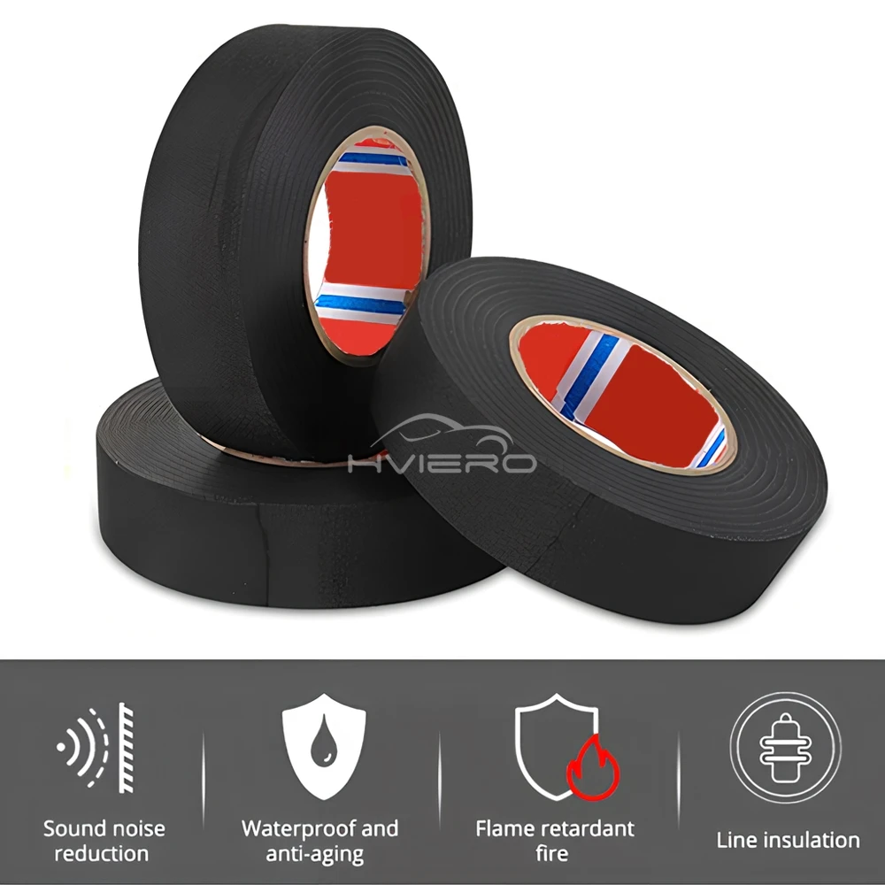 15M 20M Heat-resistant Flame Retardant Adhesive Cloth Tape for Car Cable Harness Wiring Loom Protection Galvanic Isolation Seal