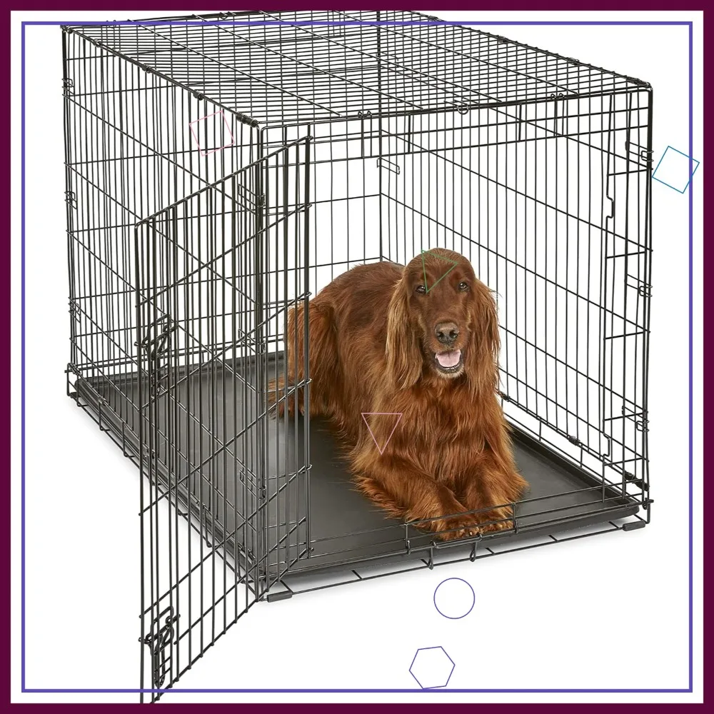 

42-дюймовый складной металлический вольер для собак с герметичным поддоном и защитой пола для крупных пород