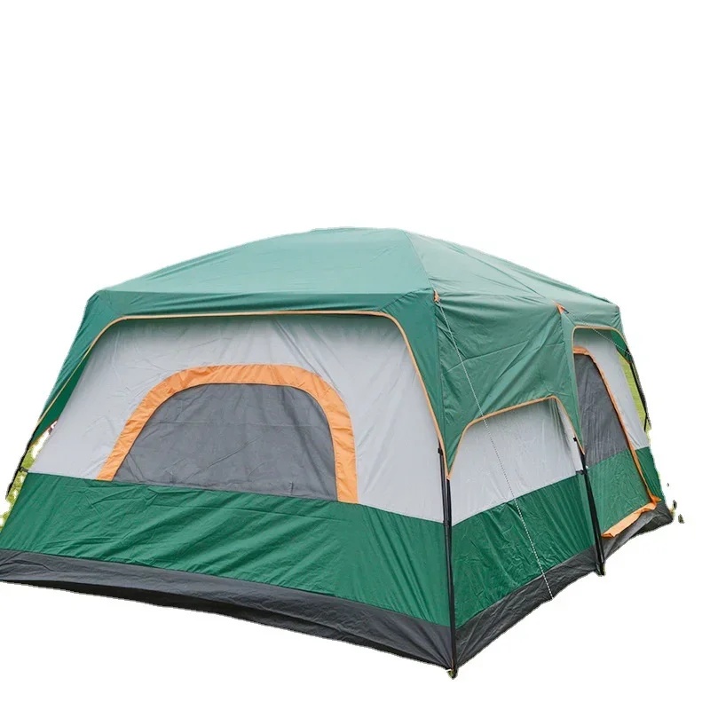 Thickened Rainproof Family Tent, Two Rooms, Leisure Camping, One Layer, 4, 6, 8, 10 Person