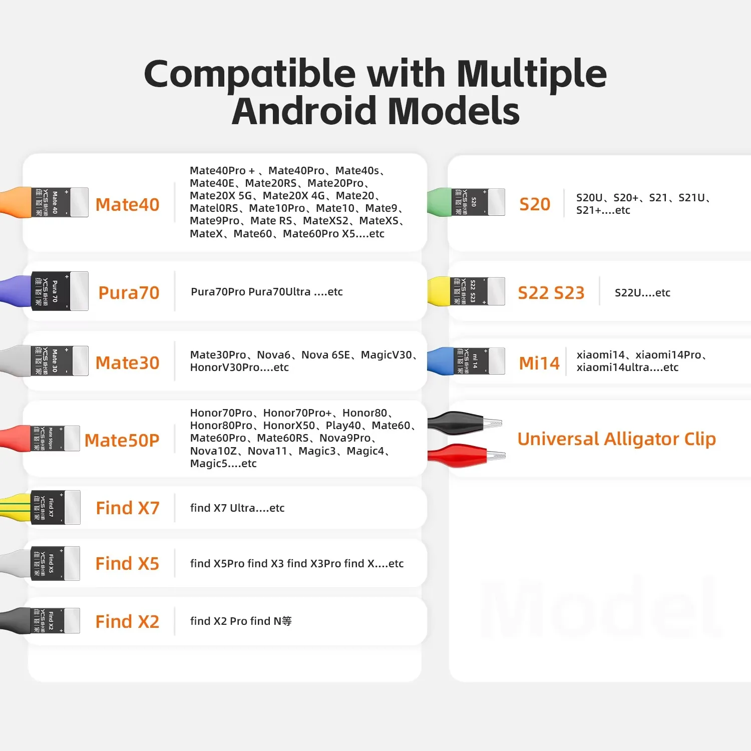 YCS 11-in-1 Android Silikon-Testkabel-Kombinations-Handwerkzeugset für Mobiltelefone, batterielose Schnellstart-Reparaturwerkzeuge – Detail 2