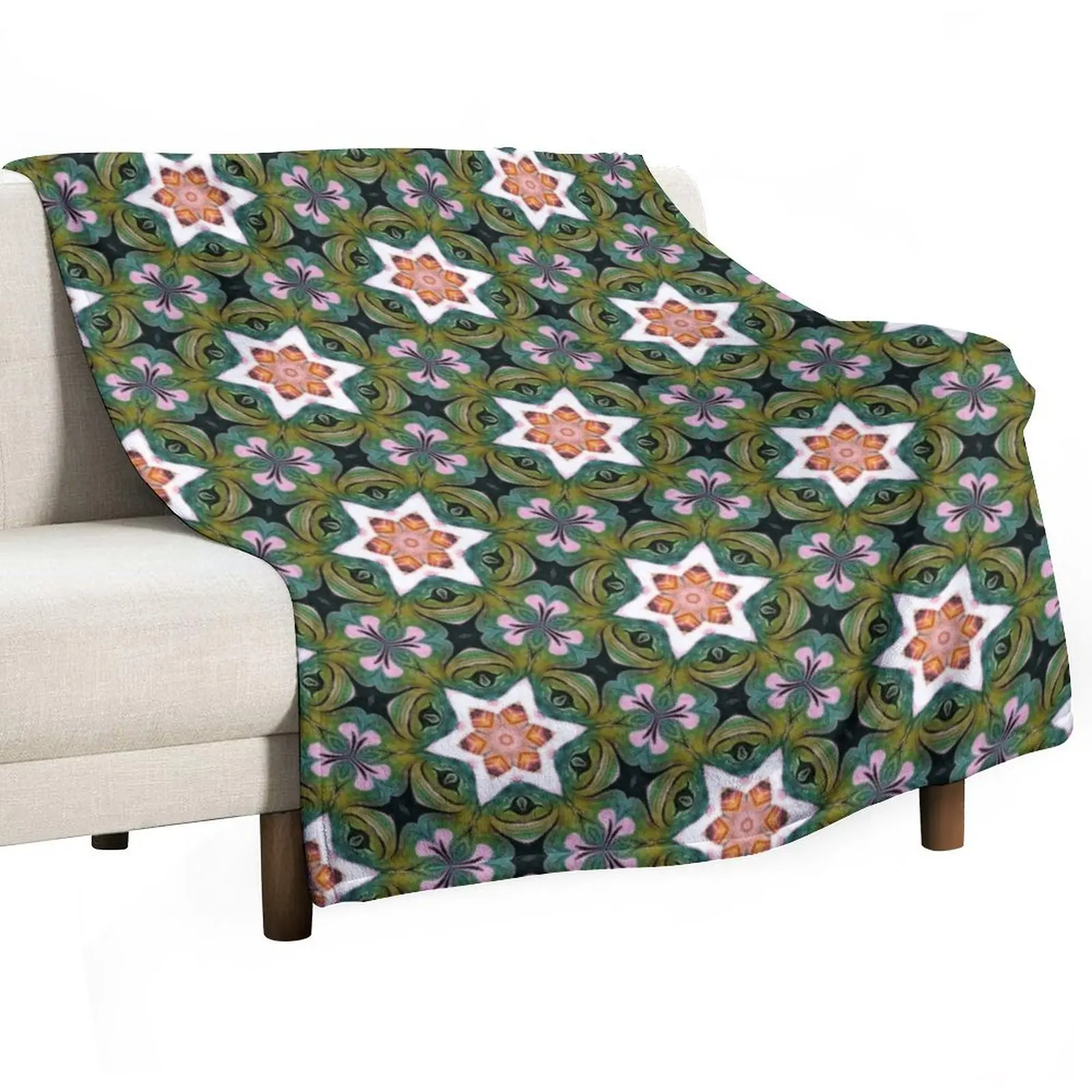 

Lily Pads and Star Flowers Pattern Throw Blanket Luxury Designer for winter Luxury Brand Retros Blankets