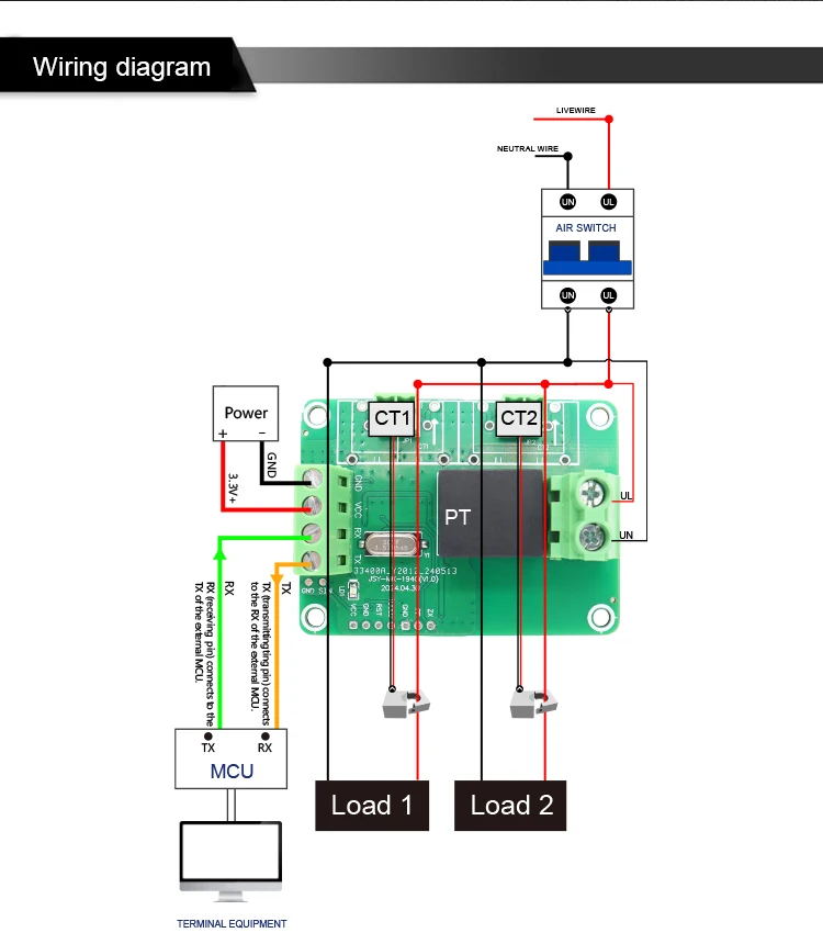 JSY-MK-194G AC 1P 20mA-100A Bidirektionales Energiemessmodul mit TTL Modbus-RTU (Alle Funktionen wie JSY-MK-194T) – Detail 4