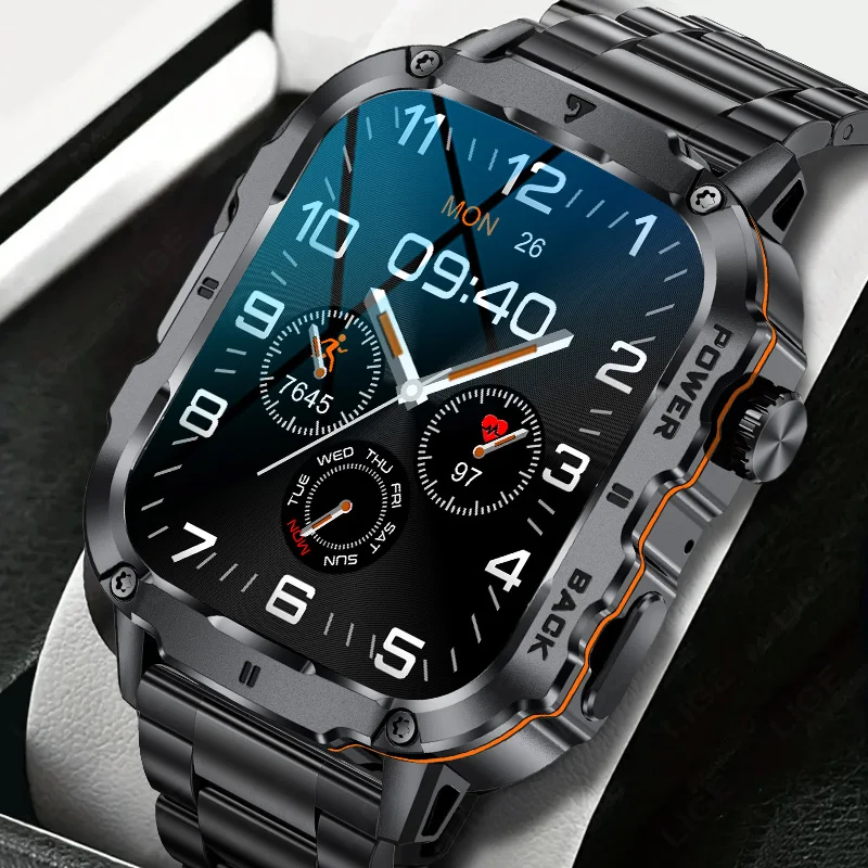 

LIGE 2025 Rugged Military Smart Watch Men Outdoor Watches lP68 Waterproof 1.95" Al Voice Bluetooth Call Blood Oxygen Smartwatch