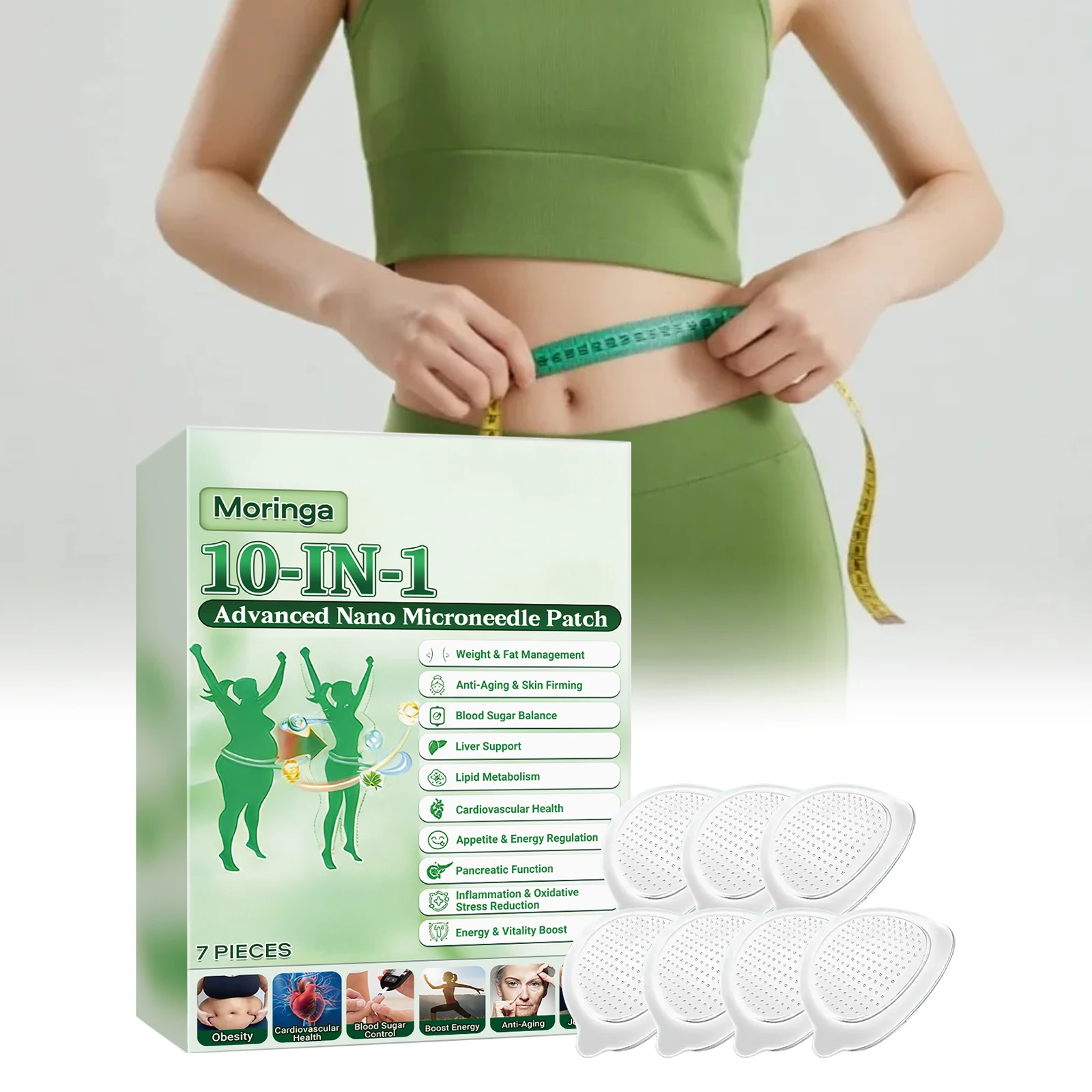 Nano-Microneedle Technology Body Contouring Patch Moringa Oleifera Extract Targeted Body Sculpting Skin Vitality MetabolismBoost