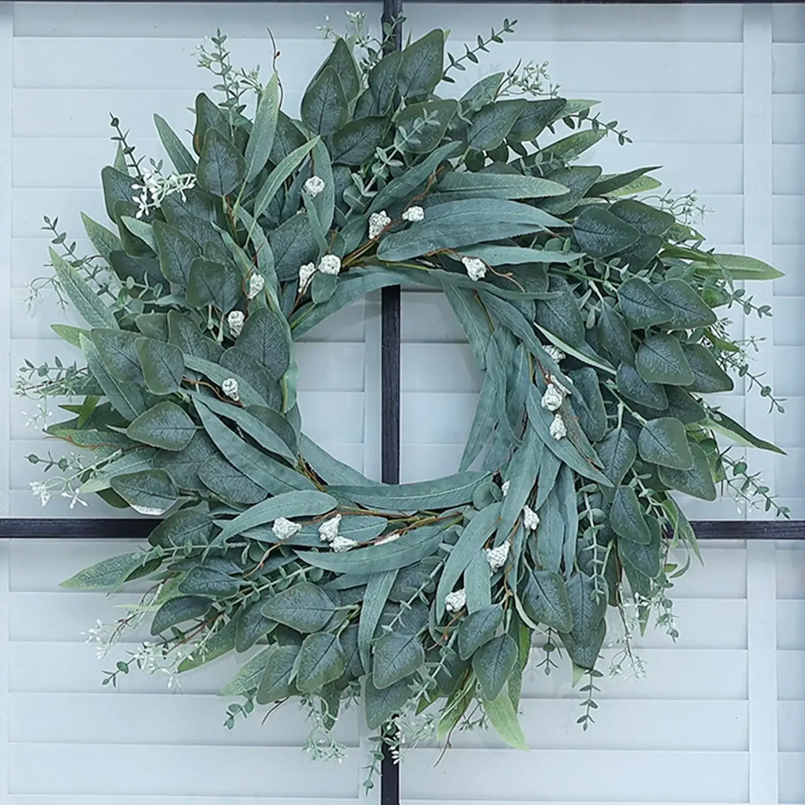 Cross-border Amazon Spring Summer Eucalyptus Wreath Party Decoration Door Hanging Rattan Ring Home Decoration Wreath