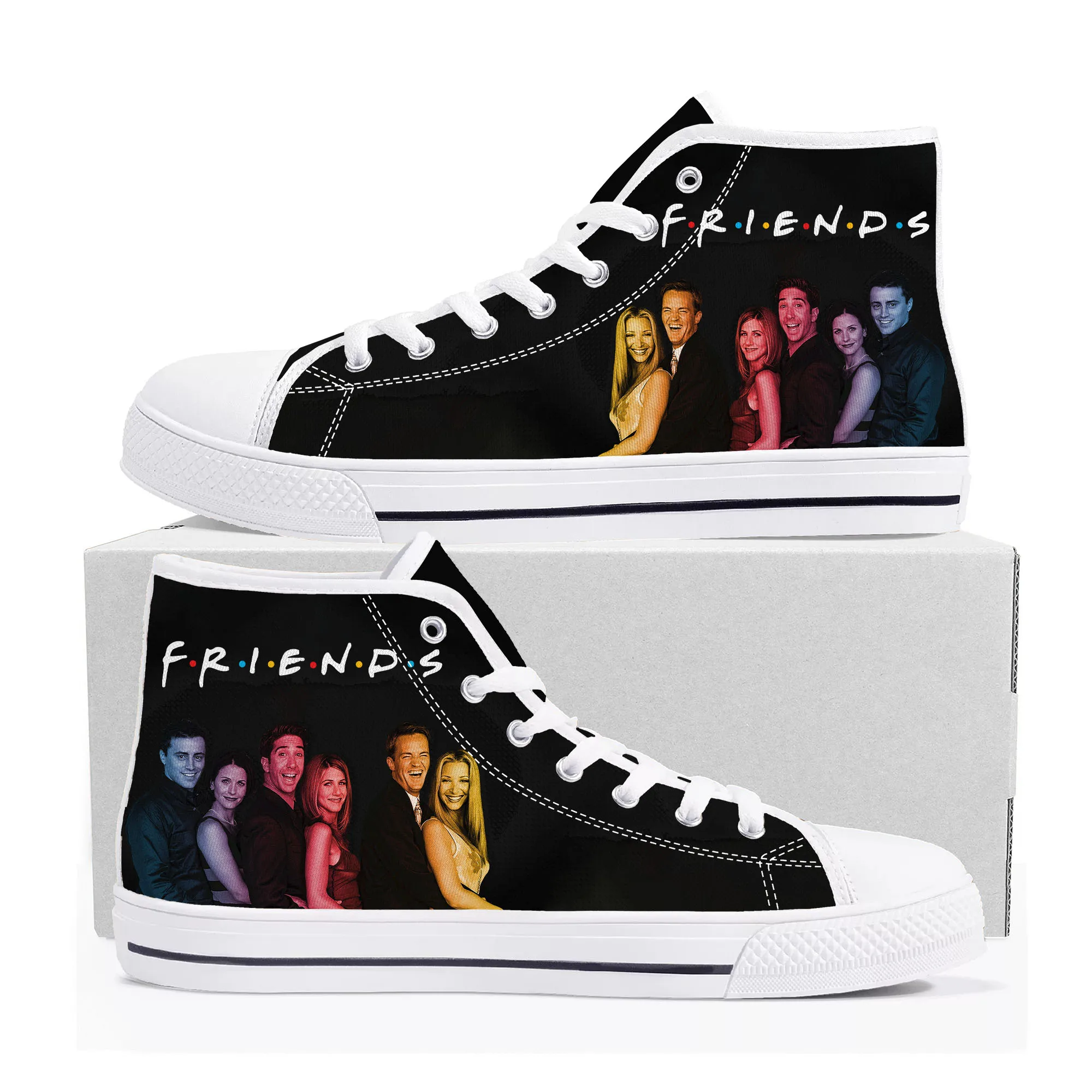 Friends TV Show Central Perk Coffee High Top Sneakers Mens Womens Teenager Canvas Sneaker Casual Custom Shoes Customize Shoe