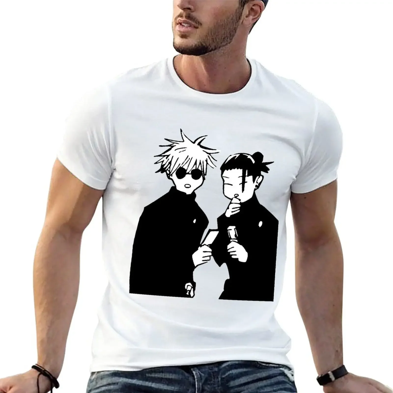 Gojo x Geto Gossip Funny sticker T-Shirt boys whites oversized t shirt tees blacks mens tall t shirts